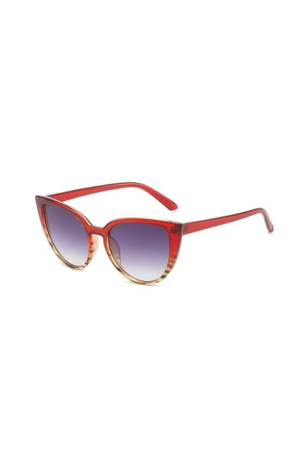 Lunettes de Soleil Oeil de Chat Vintage Femmes Miroir Lunettes de Soleil Femme Rétro Mode Triangle Personnalité Sexy, Rouge, 