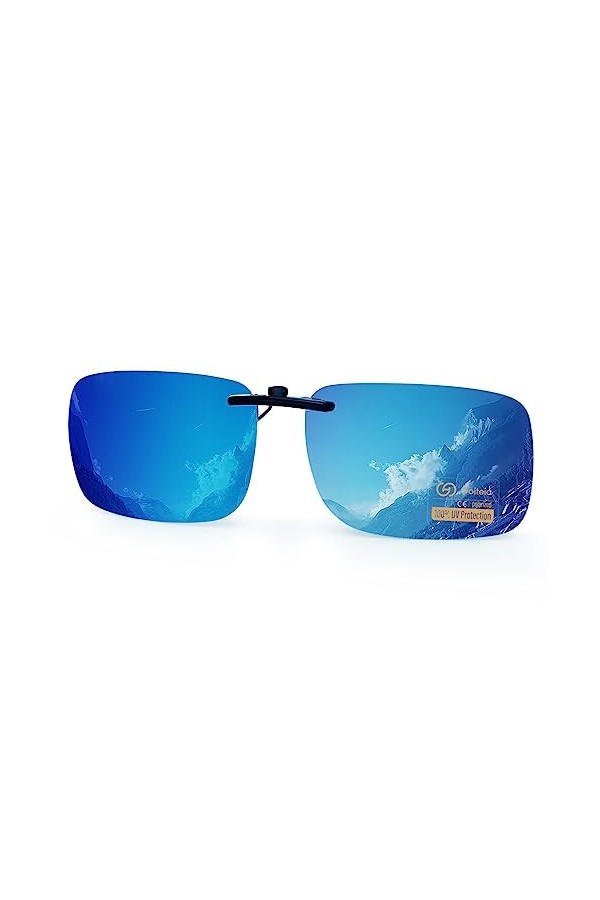 Goiteia Lunettes de soleil polarisées à clipser pour homme et femme, coupe compacte, Miroir bleu glacier mélodie bleu glacia