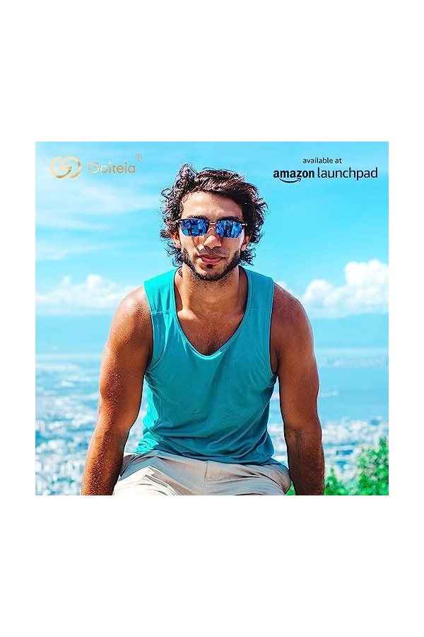 Goiteia Lunettes de soleil polarisées à clipser pour homme et femme, coupe compacte, Miroir bleu glacier mélodie bleu glacia