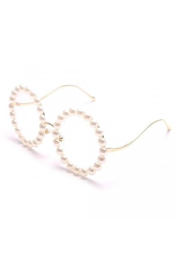 TICHEROMU Lunettes rondes hippie, grandes perles lunettes de soleil rétro monture or rose lunettes de soleil couleur bonbon l