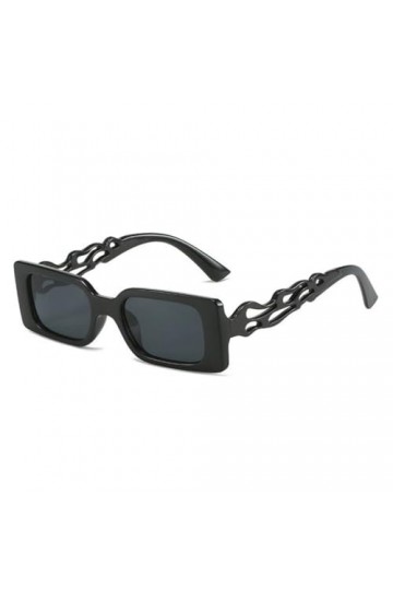 MUTYNE Lunettes de Soleil Rectangle Vintage Femme Petit Cadre Lunettes de Soleil Femme Mode Carré Nuances Voyage,Noir,Taille 