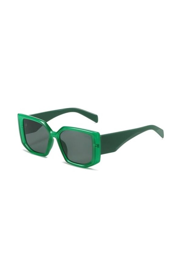 Lunettes de Soleil carrées Vintage Femmes Hommes rétro Miroir Lunettes de Soleil Femme Mode extérieur Grand Cadre, Vert, Tail