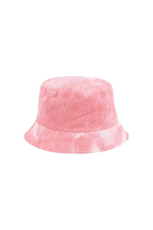 Surkat Tie Dye Bonnet en velours côtelé réversible Pêcheur Chapeau de soleil pliable pour femme - - Taille M
