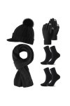 Sinmoe 5 Pièces Ensemble de Bonnet Écharpe Gants en Tricot pour Femme Bonnet en Tricot à Visière Gants Tricotés à Écran Tacti