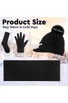 Sinmoe 5 Pièces Ensemble de Bonnet Écharpe Gants en Tricot pour Femme Bonnet en Tricot à Visière Gants Tricotés à Écran Tacti