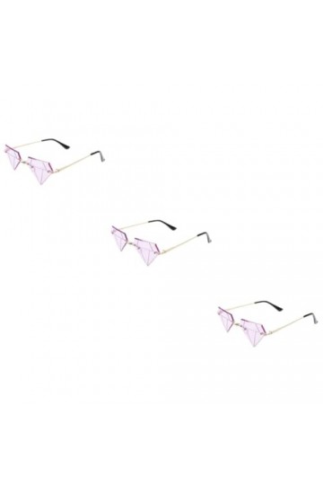 USHOBE 3 Paires De Lunettes En Forme De Diamant Lunettes Drôles Lunettes Cool Pour Adolescents Lunettes De Fête Lunettes Sans