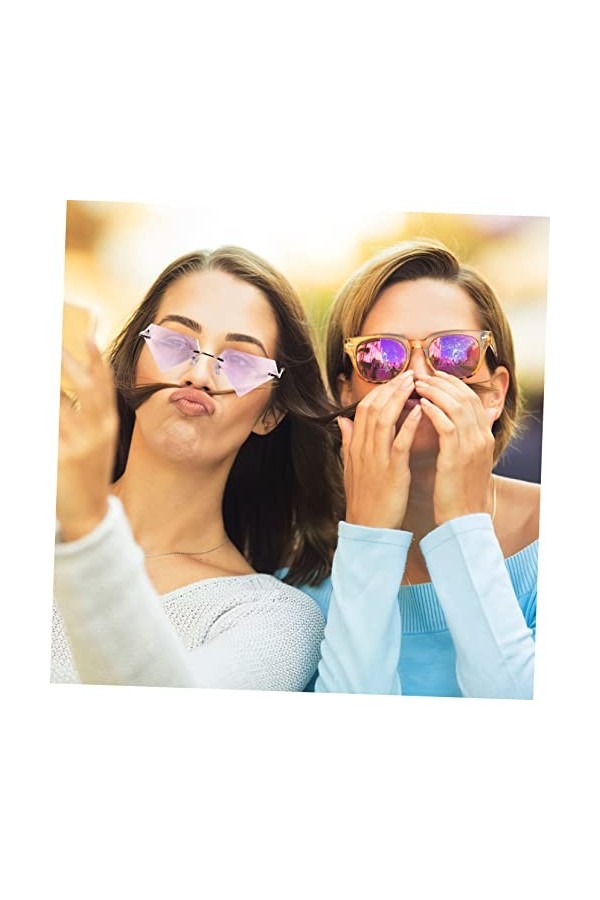 USHOBE 3 Paires De Lunettes En Forme De Diamant Lunettes Drôles Lunettes Cool Pour Adolescents Lunettes De Fête Lunettes Sans
