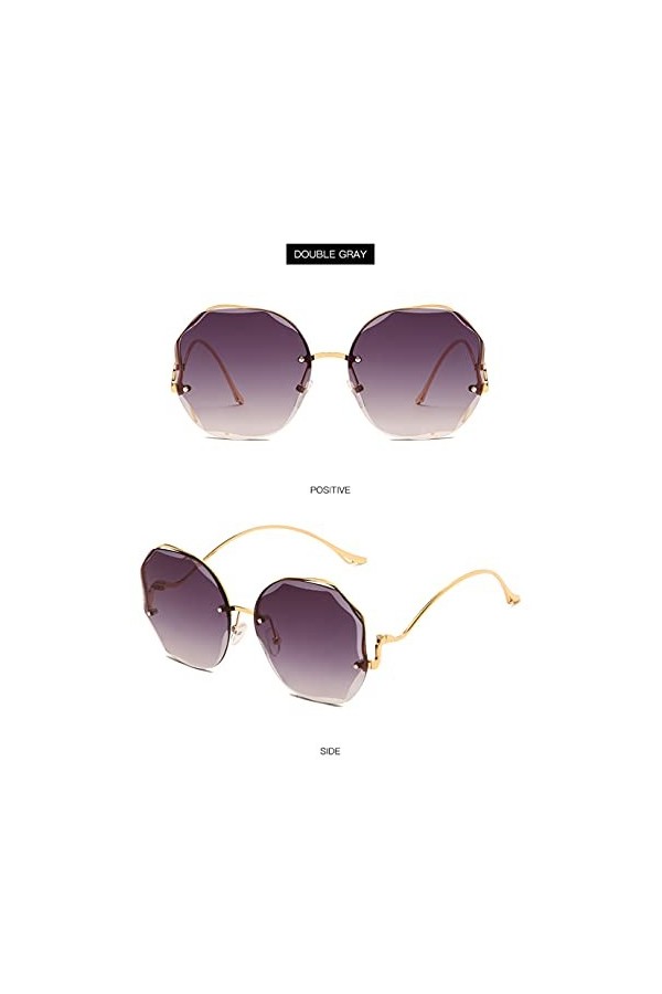 YAMEIZE Lunettes de soleil sans monture miroir à la mode pour femmes Lunettes de protection UV400 vintage sans cadre Gris Do