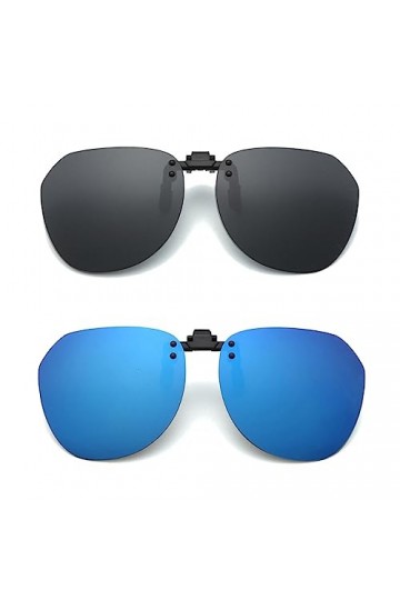 YAMEIZE Lunettes de soleil rondes polarisées à clipser pour homme et femme - Anti-reflet - Protection UV 400 - Lunettes sans 