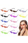 HENGBIRD Lot de 12 lunettes de soleil flammes colorées sans monture en forme de flamme, lunettes de soleil pour bal masqué, d