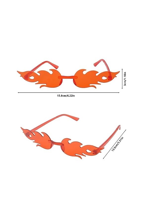 HENGBIRD Lot de 12 lunettes de soleil flammes colorées sans monture en forme de flamme, lunettes de soleil pour bal masqué, d