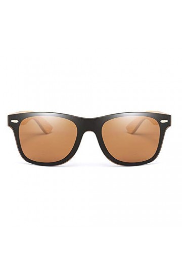 SHEANAON Lunettes de Soleil en Bois Hommes Femmes Carré Bambou Femmes pour Femmes Hommes Miroir Lunettes de Soleil Oversize À