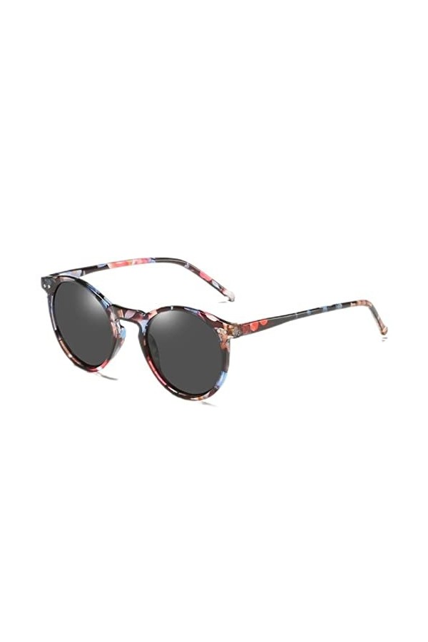 PAXAS Lunettes de soleil 2023 pour hommes et femmes - Lunettes de soleil rondes vintage pour homme et femme - C6 - Fleur - No