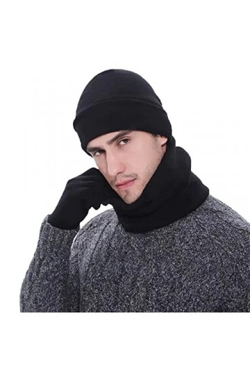WHIRLGEE Lot de 3 bonnets, gants et écharpe tricotés en laine de cachemire pour garder au chaud, Gris foncé 2., taille unique