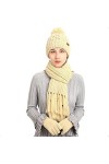 WHIRLGEE Lot de 3 bonnets, gants et écharpe tricotés en laine de cachemire pour garder au chaud, Gris foncé 2., taille unique
