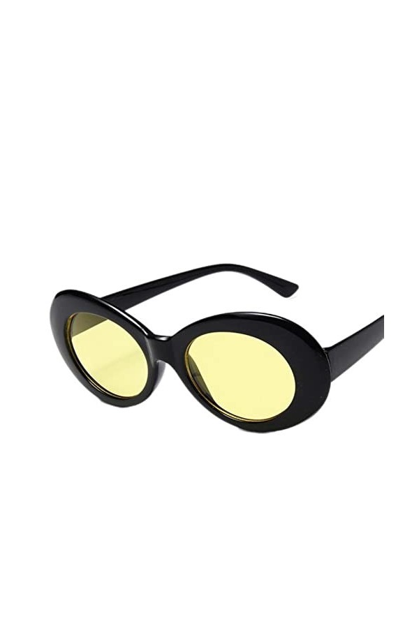 PAXAS 2023 Lunettes de soleil ovales pour femme Tendance Hot Retro Lunettes de soleil pour femme Blanc Noir Eyewear-10 Noir-J