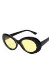PAXAS 2023 Lunettes de soleil ovales pour femme Tendance Hot Retro Lunettes de soleil pour femme Blanc Noir Eyewear-10 Noir-J