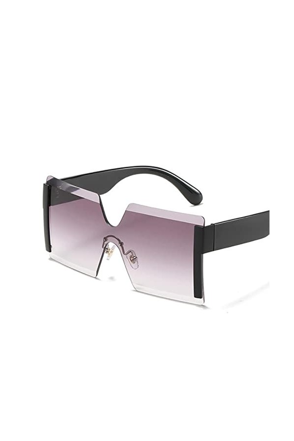 Lunettes de soleil carrées surdimensionnées sans monture pour femme - Design à dessus plat - Grandes lunettes de soleil pour 