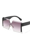 Lunettes de soleil carrées surdimensionnées sans monture pour femme - Design à dessus plat - Grandes lunettes de soleil pour 