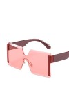 Lunettes de soleil carrées surdimensionnées sans monture pour femme - Design à dessus plat - Grandes lunettes de soleil pour 