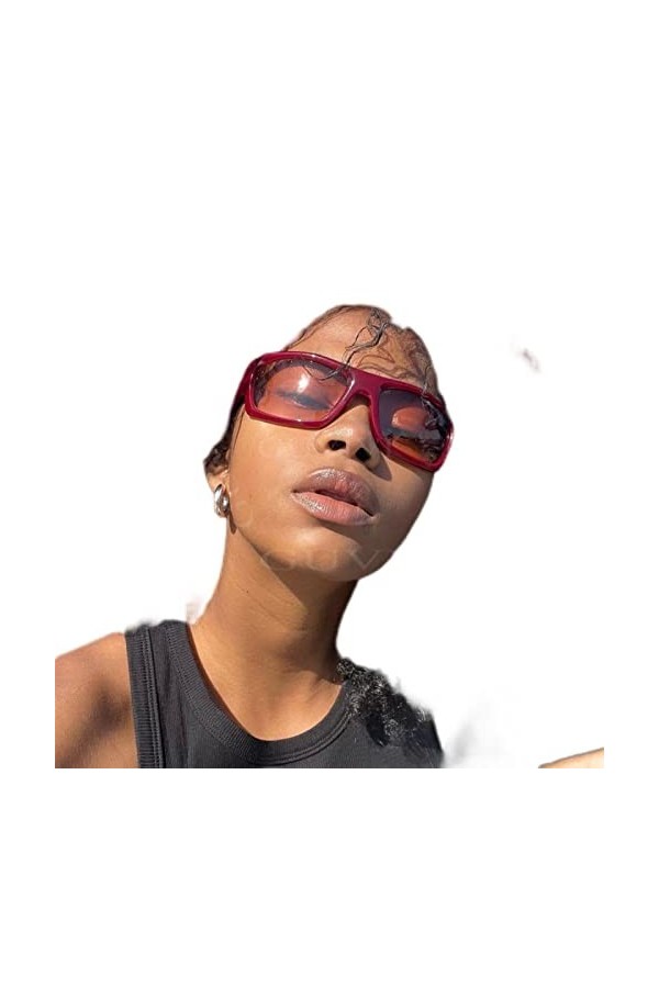 PAXAS Y2K Lunettes de soleil rectangulaires rétro pour homme et femme Style Steampunk Lunettes de soleil pour le sport et la 