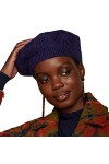 King Louie Bonnet Béret en laine Beret Tosca, 401 Ink Blue, taille unique