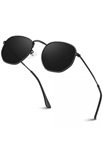 Sunier Lunettes de Soleil Femme Homme Polarisées, Lunettes de Soleil Carrées Tendance pour Femmes, Cadre en Métal Hexagonal U