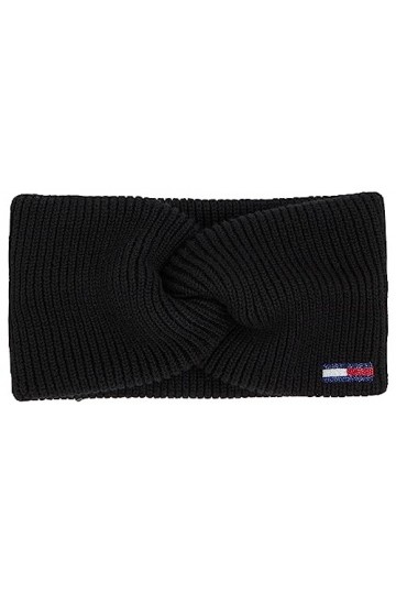 TOMMY JEANS TJW Flag Headband Bonnet tricoté, Black, OS Femme
