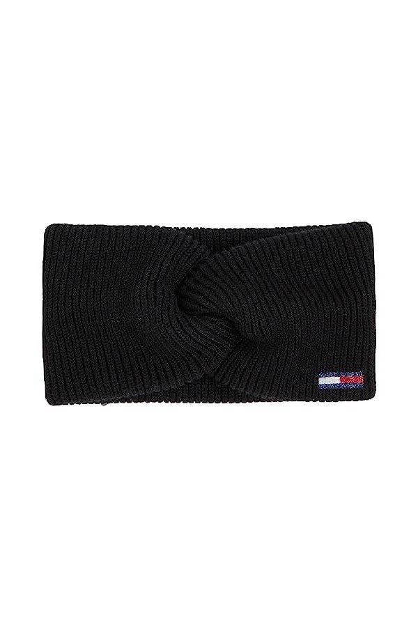 TOMMY JEANS TJW Flag Headband Bonnet tricoté, Black, OS Femme