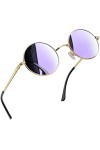Joopin Lunettes de Soleil Homme Femme Polarisées Ronde Métal Hippie Steampunk Violet