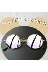 Joopin Lunettes de Soleil Homme Femme Polarisées Ronde Métal Hippie Steampunk Violet