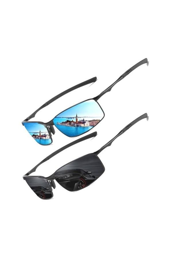 LEDING&BEST Lunettes de soleil Pilote polarisées hommes femmes Extérieur Léger Cadre métallique Pêche Golf Conduite Élégant R