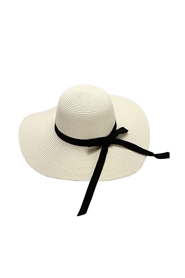 BABAHU Chapeau de soleil pliable à large bord pour femme, chapeau de paille UPF 50+, 09-Style White, taille unique