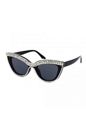 FEISEDY Crystal Lunettes de Soleil Surdimensionnées pour Femmes avec Monture en Strass Lunettes pour Soirée Festive et Concer