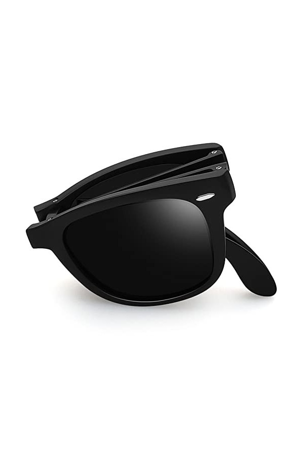 Joopin Lunettes de Soleil Homme Rétro Polarisées Pliables Noir Carrées Lunettes de Soleil Femmes Lunettes Solaires Portables