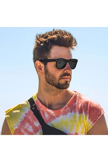 Joopin Lunettes de Soleil Homme Rétro Polarisées Pliables Noir Carrées Lunettes de Soleil Femmes Lunettes Solaires Portables