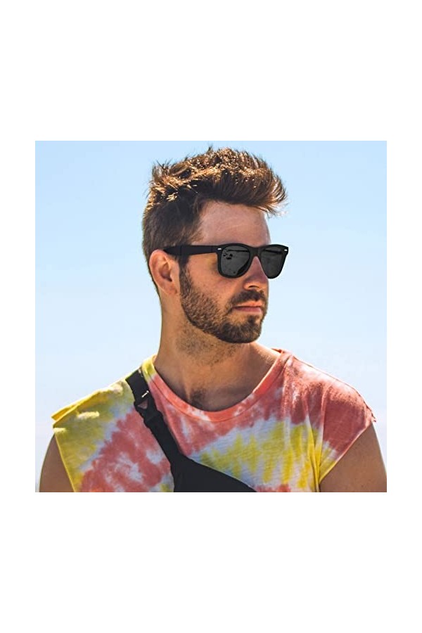 Joopin Lunettes de Soleil Homme Rétro Polarisées Pliables Noir Carrées Lunettes de Soleil Femmes Lunettes Solaires Portables