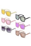 LUTER 6 Paires Lunettes de Soleil Strass, Lunettes de Soleil Strass Femme Mode, Monture Épaisse Lunettes de Soleil en Cristal