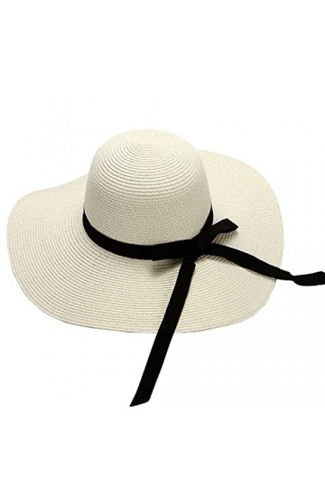 BABAHU Chapeau de soleil pliable à large bord pour femme, chapeau de paille UPF 50+, 09-Style White, taille unique