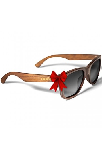 cloudfield Lunettes de soleil en bois polarisées pour hommes et femmes avec lentilles polarisées à 9 couches et double couche
