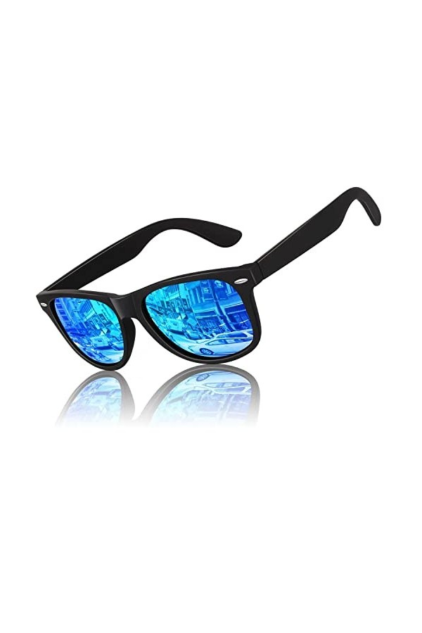 LINVO Lunettes de Soleil Polarisées pour Homme Femme Classique Lunettes de Conduite Anti-UV Lunettes de Soleil Design Rétro d