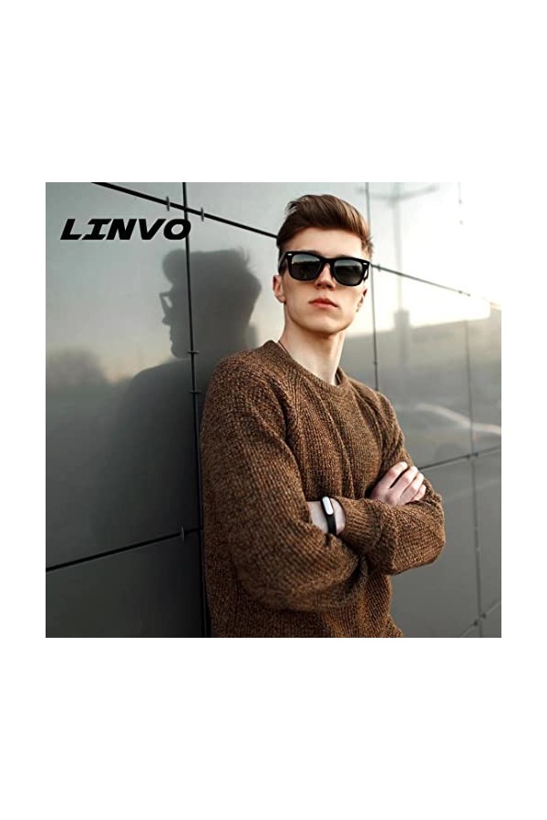 LINVO Lunettes de Soleil Polarisées pour Homme Femme Classique Lunettes de Conduite Anti-UV Lunettes de Soleil Design Rétro d