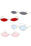 Lunettes de Soleil, 4 Paires Soleil Ovales Multicolores, Lunettes Ovales Classiques, Hippie Costume Lunettes, Soleil Multicol