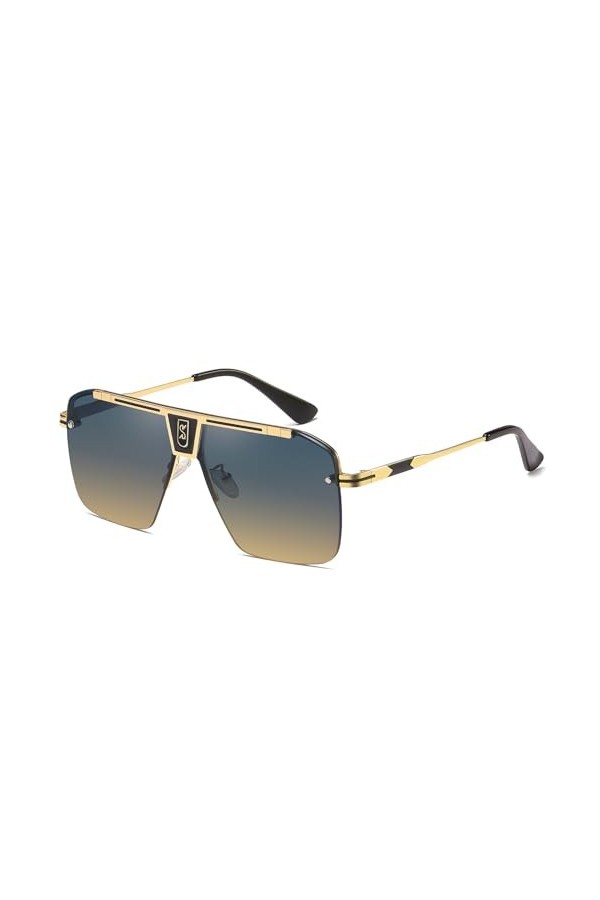 SHEEN KELLY Lunettes de soleil rétro surdimensionnées pour hommes femmes Lunettes de soleil carrées sans monture Lunettes de 