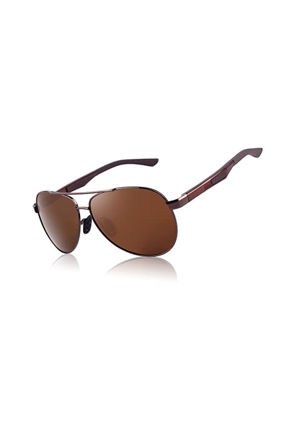 CGID Lunettes de soleil Homme polarisées Pilote, Al-Mg Monture en Métal Aviateur Protection UV400
