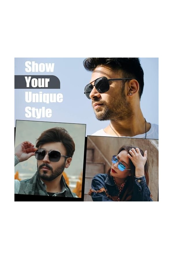 KANASTAL Lunettes de Soleil Polarisées pour Homme et Femme Classique Lunette de Soleil Rectangulaire Alliage Al-Mg Premium Ré