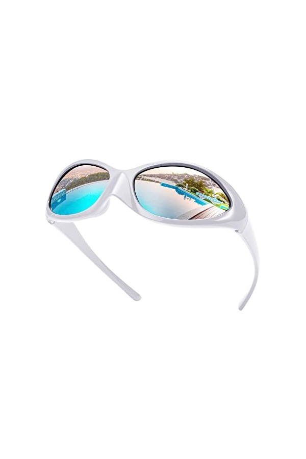 FEISEDY Lunettes Rapides Rave Y2K Wraparound Techno Lunettes de Soleil Futuristes pour Homme et Femme Costume Spatial Fête Fe