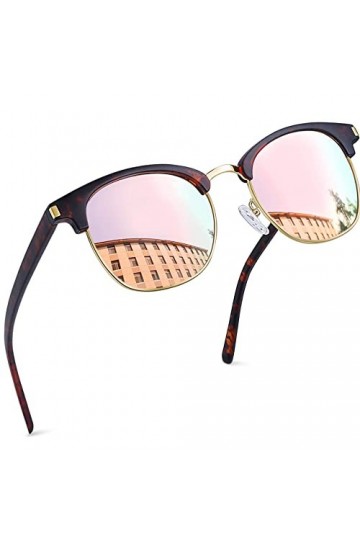 Joopin Mode et Classique Lunettes de Soleil Femme Polarisée Demi-Cerclée et Lunette de Soleil Rose UV400 Effet Miroir pour Vo