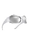 FEISEDY Lunettes de Soleil Rapides Y2K Wraparound Futuristes Punk Alien Lunettes de Sport Cool pour Homme et Femme Avec Prote