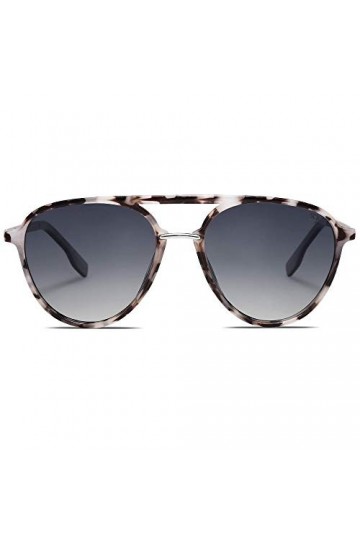 SOJOS Lunettes de Soleil Femmes Hommes Polarisées Ronde,Rétro Trendy Mode Double Bridge Ovales Lunettes de Soleil SJ2078